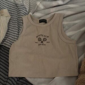 White Fox Boutique Cream Ribbed Tank Top